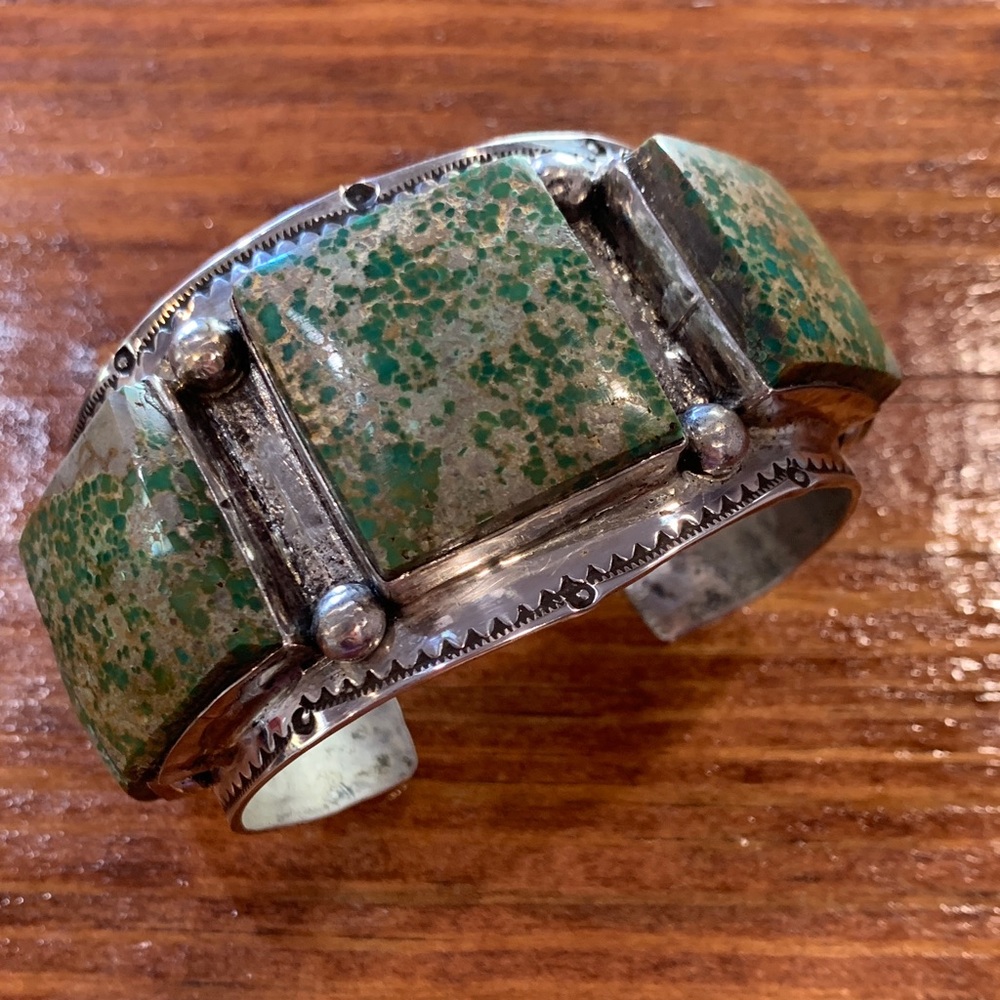 Vintage Navajo Juan Guerra Pilot Mountain Turquoise Bracelet Cuff